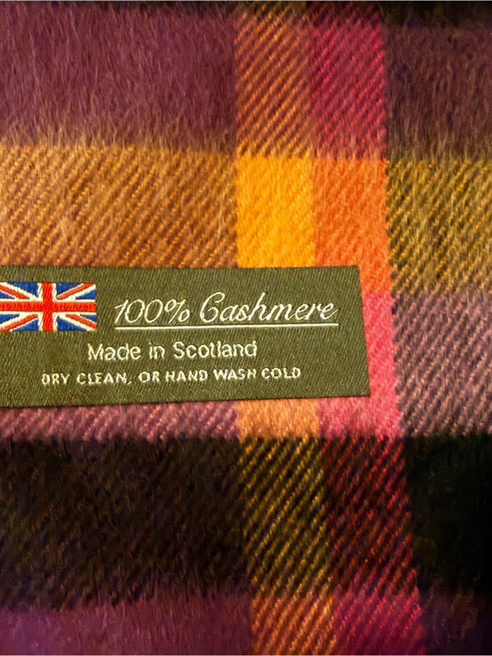 100% Cashmere Plaid Scarf - Made in Scotland